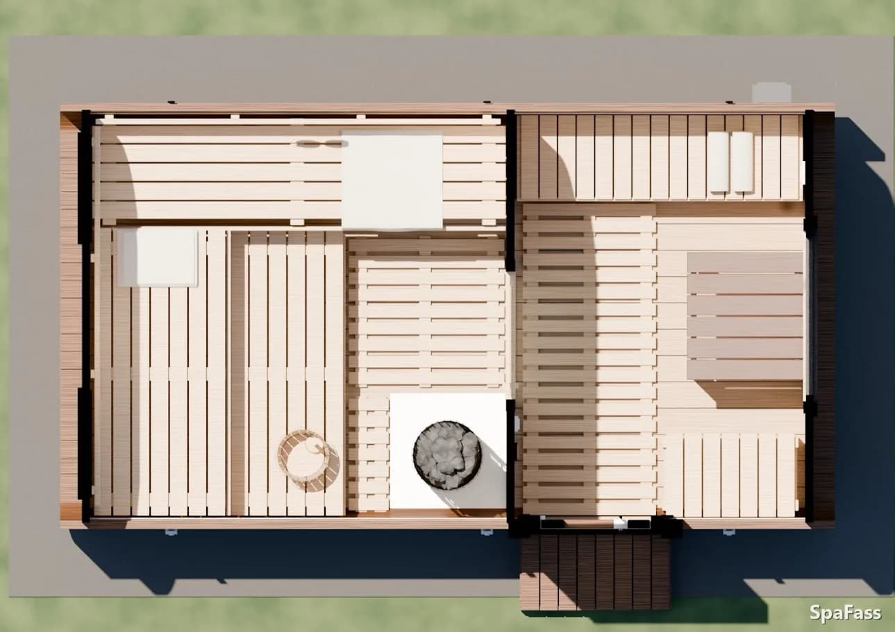 Visualisierung: Grundriss mit Saunaraum und Vorraum